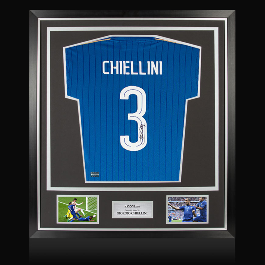 G キエッリーニ 直筆サイン入りイタリア代表ユニフォーム16 17 Classicフレーム入り Allstars Club